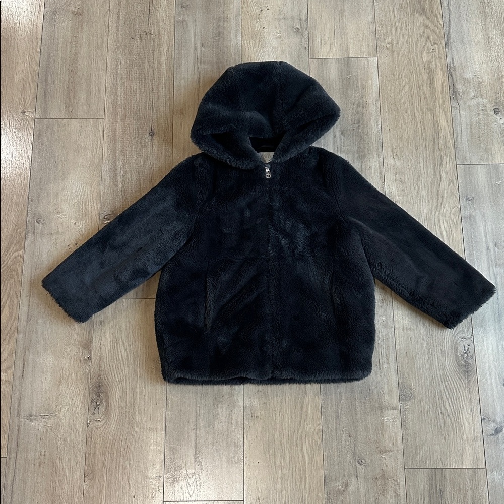 Zara black fur coat size 8